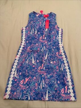 Lilly Pulitzer Nautical Blue & Pink Sleeveless Shift Dress